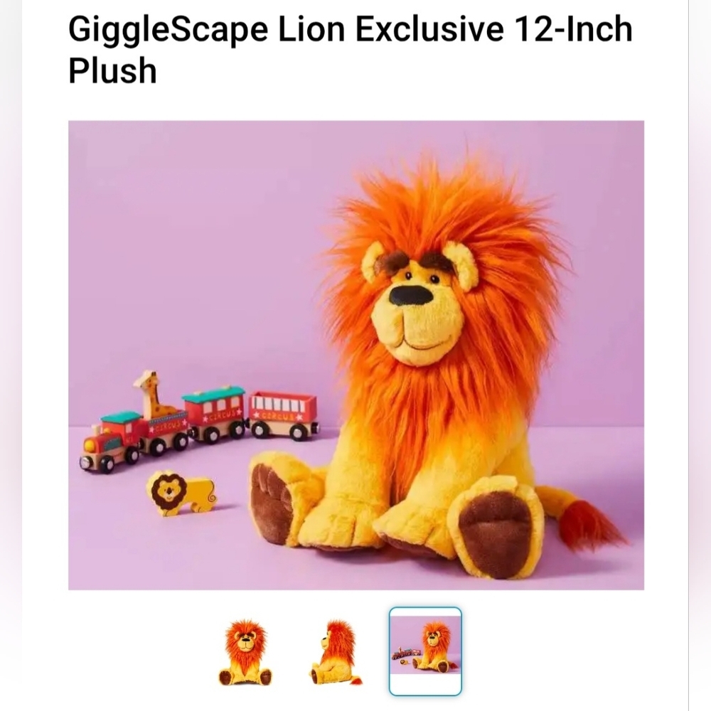 12" Lion Stuffed Plush Toy Animal - Gigglescape new - Picture 2 of 3